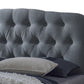 Romeo Queen Size Bed Contemporary Grey Upholstered Design with Button-Tufted Detailing for Stylish Bedroom Decor