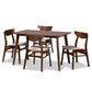 Orion Dining Set Mid-Century Modern Transitional Light Beige Fabric Upholstered Walnut Brown Finished Wood 5-Piece