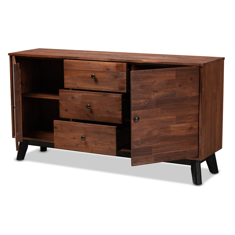 Calla Sideboard Modern Contemporary 2-Door Wood Buffet with Brown Black Oak Finish