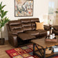 Beasley Reclining Sofa - Modern 3-Seater in Distressed Brown Faux Leather for Stylish Comfort and Relaxation