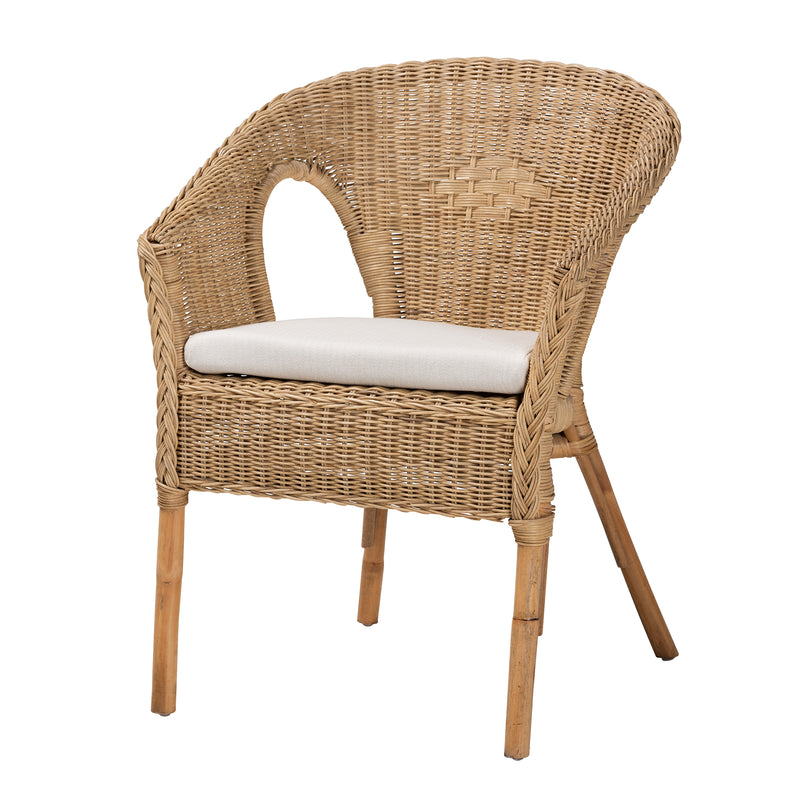 Abbey Dining Chair Modern Bohemian Style in Natural Brown Antique Rattan for a Chic Dining Experience