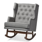 Iona Rocking Chair Mid-century Retro Modern Grey Fabric Upholstered Button-tufted Wingback