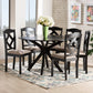 Carlin Dining Set Modern Transitional Grey Fabric Upholstered Dark Brown Finished Wood 7-Piece