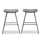 Jette Bar Stool Set - Modern 2-Piece Grey Fabric Upholstered Bar Stools with Dark Grey Metal Frame