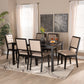 Suvi Dining Set Modern Contemporary Grey Fabric Upholstered Walnut Brown Finished Wood 7-Piece