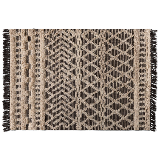 Heino Area Rug Modern Handwoven Wool in Ivory and Charcoal for Stylish Home Décor