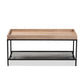 Overton Coffee Table Modern Industrial Design Oak Brown Finished Wood Black Metal Frame