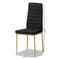 Armand Dining Chair Set Modern Glam and Luxe Black Velvet Fabric Upholstered with Gold Finished Metal 4-Piece