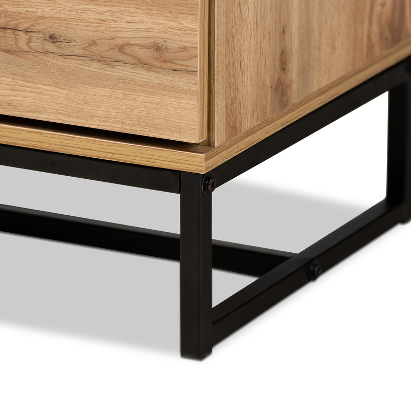 Reid 4-Drawer Dresser in Modern Industrial Style with Oak Finish and Black Metal Accents