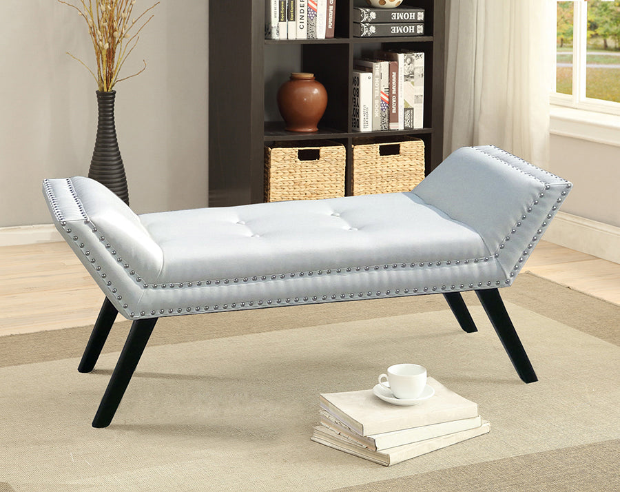 Tamblin Large Ottoman Modern White Faux Leather Upholstered Seating Bench for Living Room or Bedroom Decor