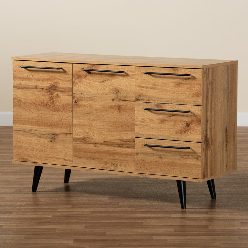 Radley Sideboard Modern Contemporary Oak Brown Finished Wood 3-Drawer Buffet for Dining Room Storage and Organization