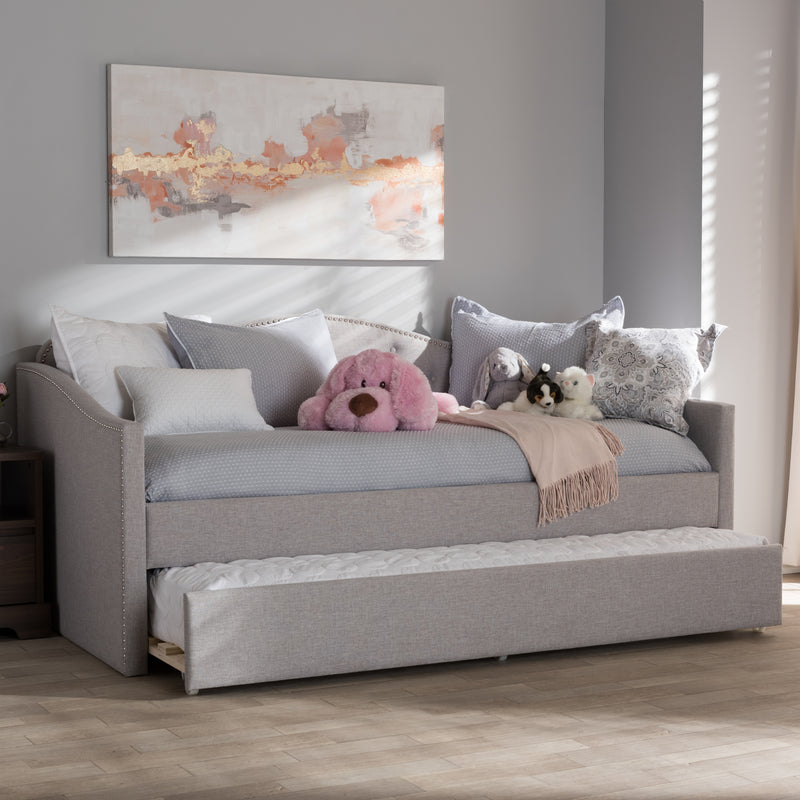 Kaija Daybed - Modern and Contemporary Dark Grey Fabric with Trundle