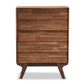 Sierra Mid-Century Modern Chest - 5-Drawer Brown Wood Storage Unit for Bedroom or Living Room