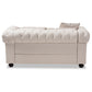 Alaise Loveseat Modern Classic Beige Linen Tufted Scroll Arm Chesterfield