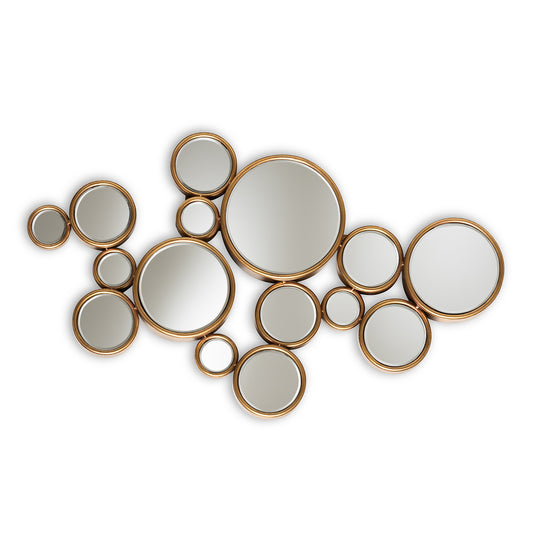 Cassiopeia Wall Mirror Modern Antique Gold Bubble Accent Design for Home Decor