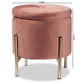 Malina Ottoman Contemporary Glam Luxe Pink Velvet Fabric Upholstered Gold Finished Metal Storage