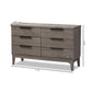 Nash Rustic Platinum Dresser 6-Drawer Wooden Storage Solution for Bedroom Organization and Style