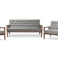 Sorrento Living Room Set Mid-century Retro Modern Grey Fabric Upholstered Wooden 3 Piece