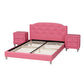 Canterbury Bedroom Set - Contemporary Glam Pink Faux Leather Upholstered 3-Piece