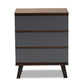 Roldan Bedroom Chest - Modern Two-Tone Walnut and Grey Wood with 3 Drawers for Stylish Storage Solutions