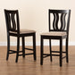 Fenton Counter Stool Set - Modern Transitional Design with Sand Fabric Upholstery and Dark Brown Wood, 2-Piece Set for Kitchen or Bar