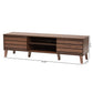 Teresina Mid-Century Modern TV Stand in Walnut Brown with 2 Doors for Stylish Living Room Storage