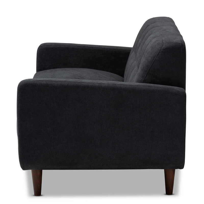 Allister Loveseat Mid-Century Modern Dark Grey Fabric Upholstered