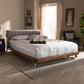 Sante Platform Bed - Mid-Century Modern Grey Fabric Upholstered Wood