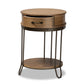 Kellyn End Table Vintage Rustic Industrial Design with Oak Brown Wood and Black Metal, Featuring 1 Storage Drawer