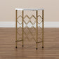 Phoebe Modern Wine Rack with Gold Finished Metal and Faux Marble Tabletop