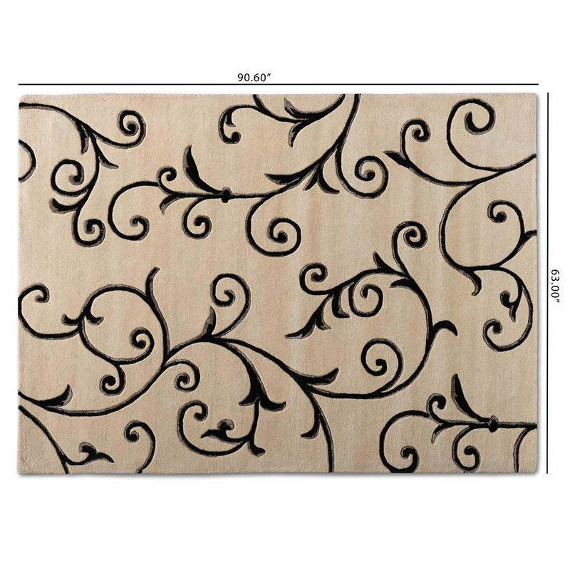 Trellis Area Rug Modern Hand-Tufted Wool Blend in Ivory and Black for Stylish Home Décor