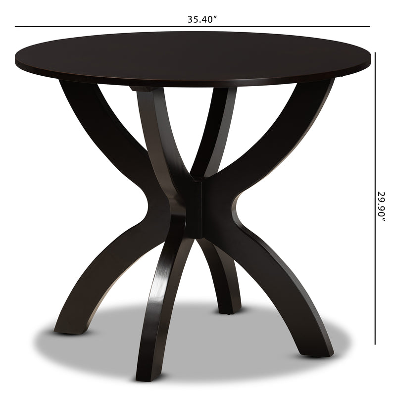 Tilde Dining Table Modern and Contemporary Dark Brown Finished 35-Inch Wide Round Wood