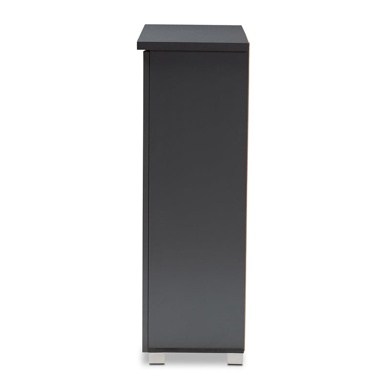 Adalwin Modern Dark Gray 2-Door Wooden Shoe Storage Cabinet for Entryway Organization and Stylish Home Décor