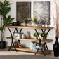 Terrell Console Table Modern Rustic Industrial Design Natural Brown Wood Black Metal Accents