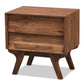 Sierra Mid-Century Modern Nightstand Brown Wood 2-Drawer Bedside Table with Stylish Design and Functional Storage