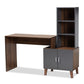 Jaeger Storage Desk - Modern Two-Tone Walnut Brown and Dark Grey Wood with Shelves for Home Office Organization