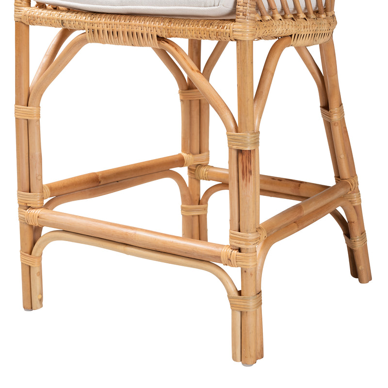 Arween Modern Bohemian Rattan Counter Stool in Natural Brown - Stylish Seating for Kitchens, Bars, and Dining Spaces