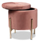 Malina Ottoman Contemporary Glam Luxe Pink Velvet Fabric Upholstered Gold Finished Metal Storage