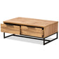 Franklin Coffee Table - Modern Contemporary Design with Oak Brown Wood and Black Metal, Featuring 2 Storage Drawers