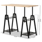 Mary Modern Industrial Height Adjustable Desk in Light Oak Wood and Black Metal Frame