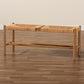 Saura Dining Bench Mid-Century Modern Oak Brown Wood with Hemp Upholstery for Stylish Dining Spaces