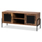 Valeska Modern Industrial 2-Door TV Stand in Walnut Brown Wood and Black Metal Frame, Stylish Entertainment Center for Living Room Storage