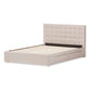 Rene Queen Size Storage Platform Bed Modern Beige Fabric with 4 Drawers for Organized Living