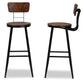 Kenna Vintage Rustic Industrial Bar Stool Set - 2-Piece Wood and Black Metal Design for Home Kitchen or Pub Use