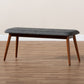 Flora II Dining Bench Mid-Century Modern Dark Grey Fabric Upholstered Medium Oak Finished Wood