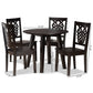 Mina Dining Set Modern Contemporary Transitional Dark Brown Finished Wood 5-Piece