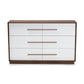 Mette Mid-Century Modern 6-Drawer Wood Dresser in White and Walnut Finish - Stylish Storage for Bedroom or Living Room