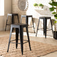 Horton Counter Stool Set Modern and Contemporary Industrial Black Finished Metal 4-Piece