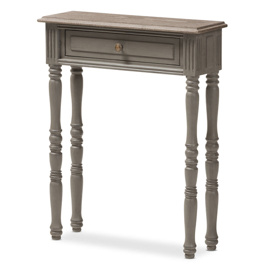 Noemie Console Table Country Cottage Farmhouse Style Brown Finish with 1 Drawer for Storage