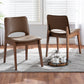 Afton Dining Chair Set Mid-Century Modern Beige Faux Leather Upholstered Walnut Brown Finished Wood 2-Piece